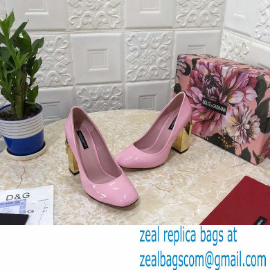 Dolce  &  Gabbana Heel 10.5cm Patent Leather Pumps Pink with DG Karol Heel 2021